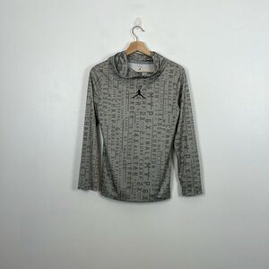 Nike Air Jordan Dry Fit Allover Print Long Sleeve Pullover Lightweight Hoodie L